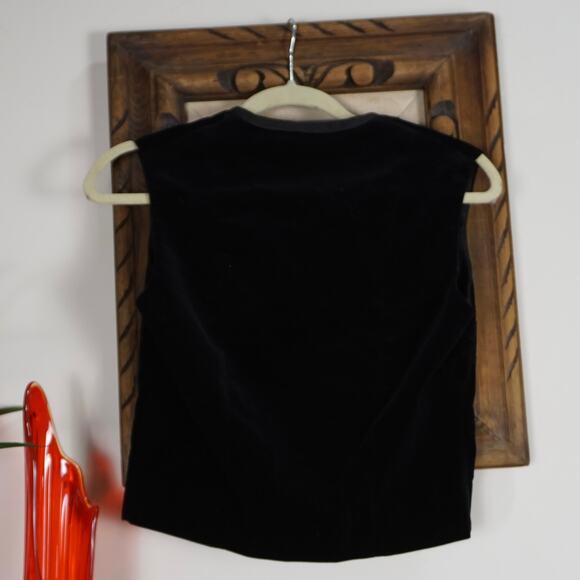Vintage 70s Country Set black velour vest top - Picture 4 of 5
